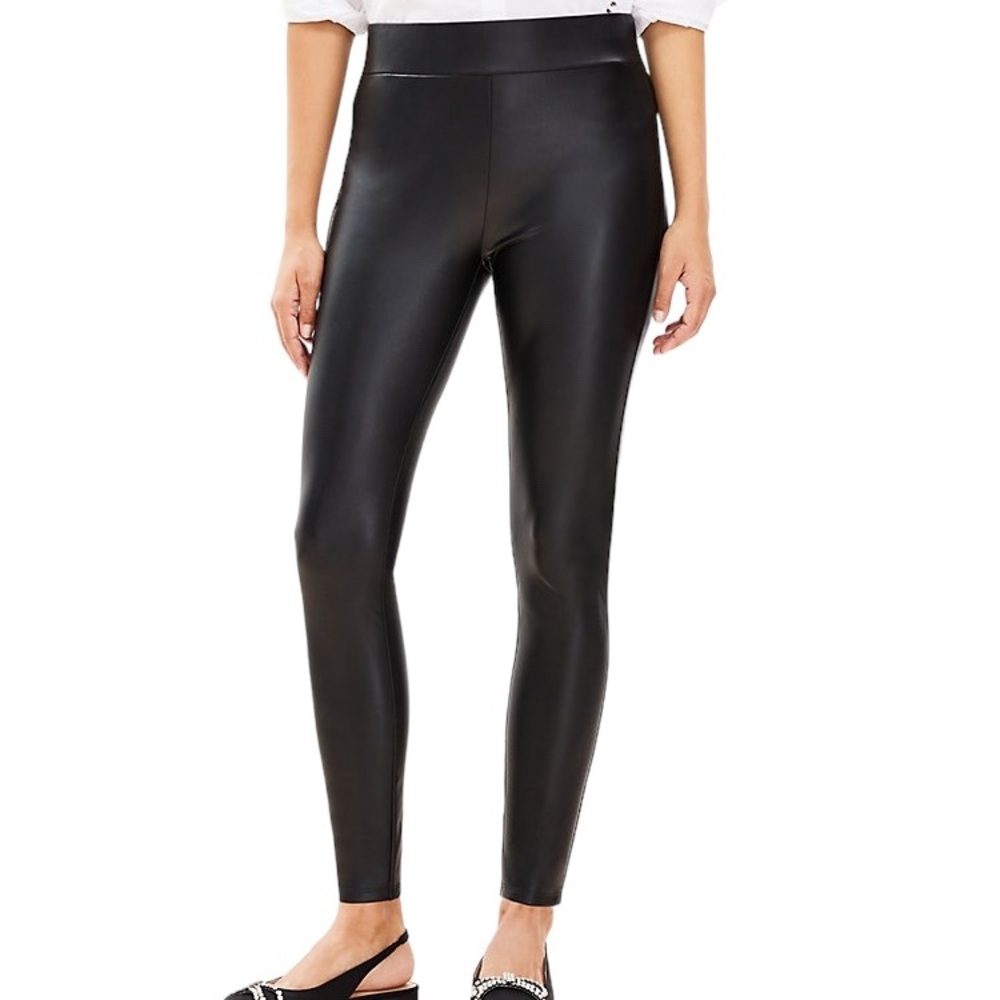 LOFT Ann Taylor Black Faux Leather Leggings - M